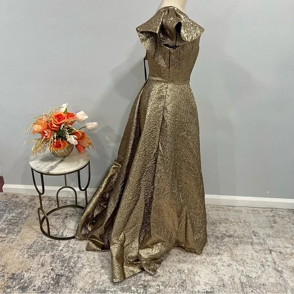 MAC DUGGAL Antique Bronze One Shoulder Metallic Evening Ballgown - Reemoly - Picture 7 of 15